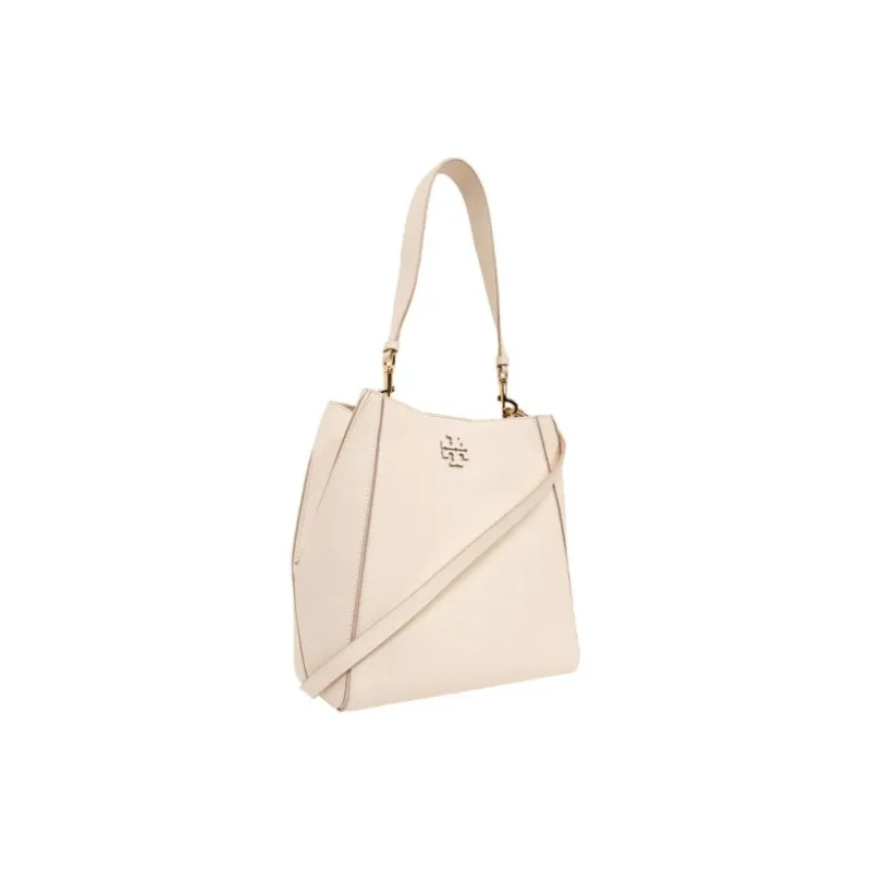 TORY BURCH McGraw Litchi Grain Leather Bucket Bags Shoulder Bag Crossbody Bag Handbag Women's Cheese White-2