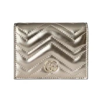 GUCCI GG Marmont Leather Wallet Women's Dark Gold