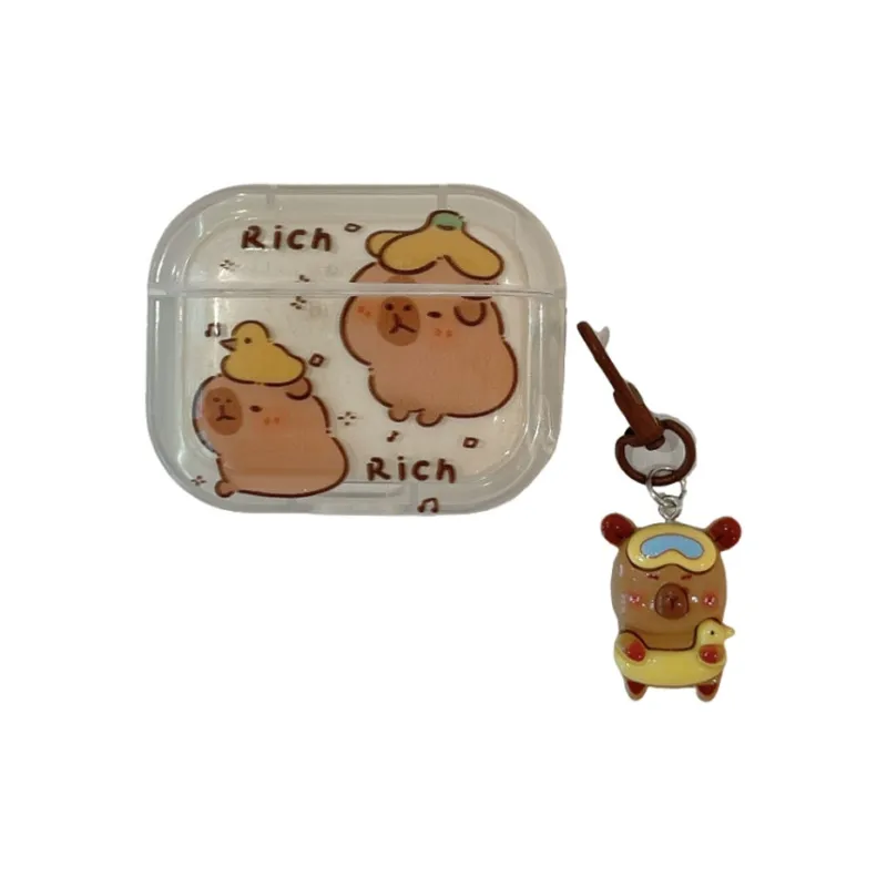 Baohuguang Compatible With AirPods 3/Pro 2/1 TPU Fun Original Capybara Cavy Fully Enclosed Headphone Cases-2