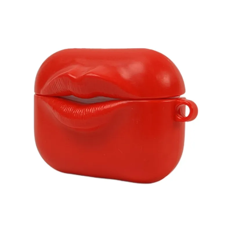 Wei Xin Apple AirPods 4/2/3/4th Generation/AirPods Pro/Pro 2 Silicone Flame Red Lip Earphone Case Headphone Cases-2