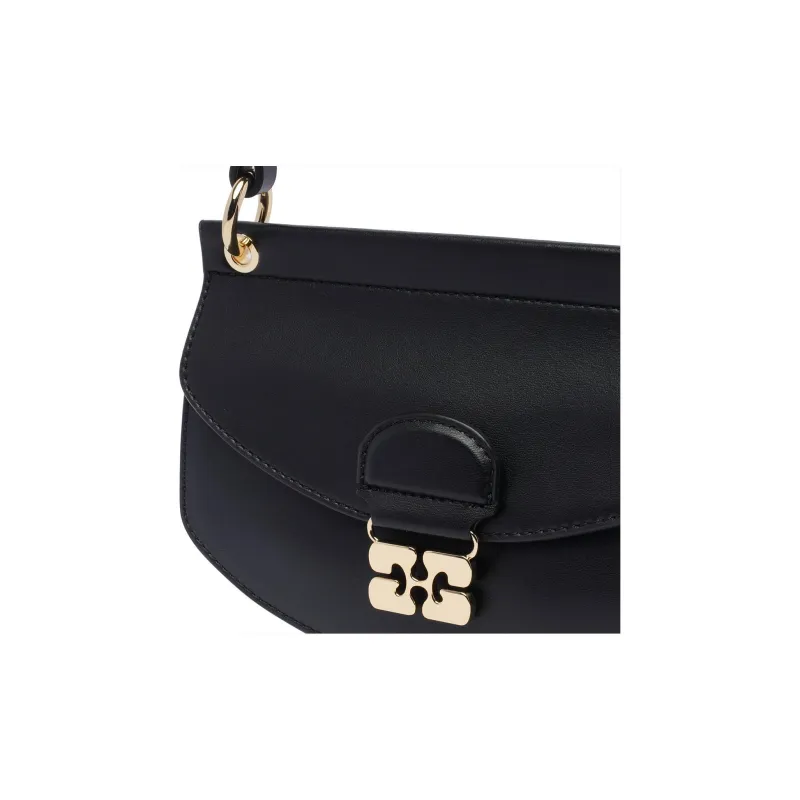 GANNI Calfskin Shoulder Bag Crossbody Bag Handbag Mini Women's Black-3
