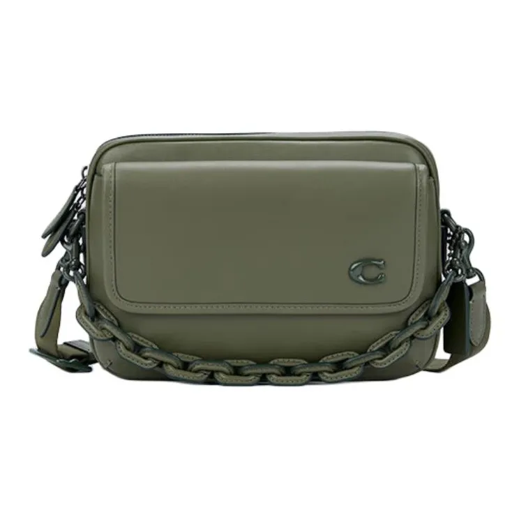 COACH Charter Glove Tanned Leather Handbag, Shoulder Bag, Crossbody Bag Medium Size Men's Green-0