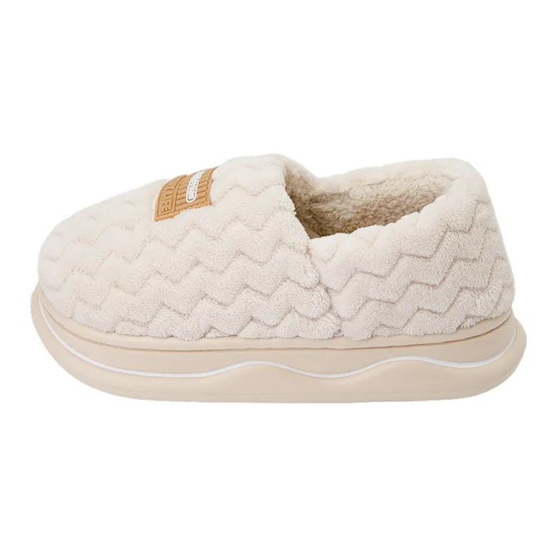 Warm Edge Unisex Minimalist Style Home Indoor Fall And Winter Slip Resistant Fleece Lined Warm Couple Padded Shoes-10