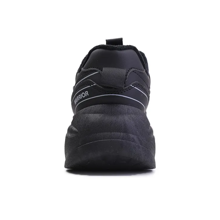 Warrior Trendy Casual Shoes Anti-Slip And Wear-Resistant Lightweight Low-Top Chunky Sneakers Women's Black-4
