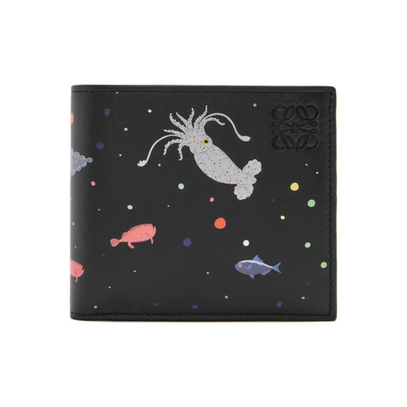 LOEWE Suna Fujita Collaboration Napa Calf Leather Coin Purse Unisex Black-0