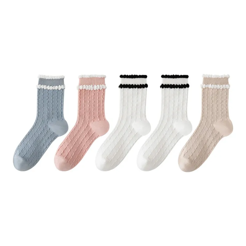 MIIOW Mid Calf Socks Women's 5 Pack-4