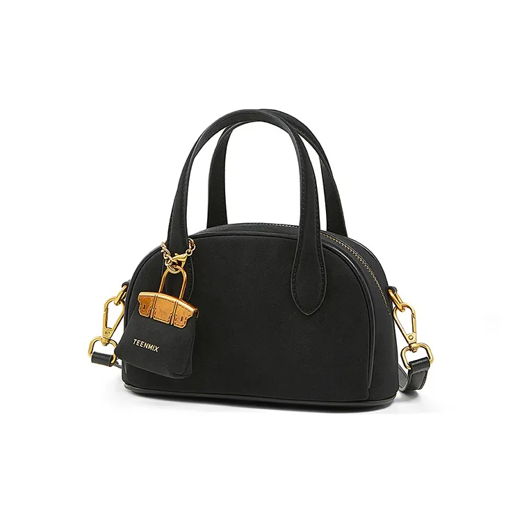 Teenmix Cow Leather Handbag, Crossbody Bag, Shoulder Bag, Bowling Bag Women's Brown/Coffee/Black-17