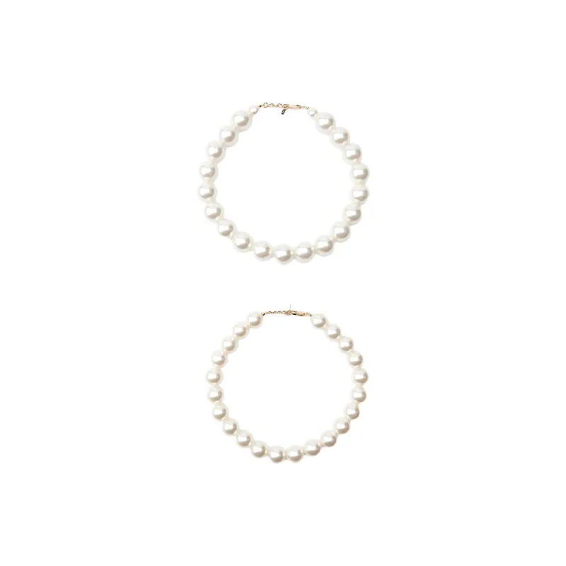 ZARA Artificial Pearl Acrylic Zinc Iron Polyester Brass Necklaces Women's White-0