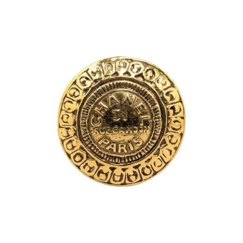CHANEL 1980s Rue Cambon Round Brooch-0