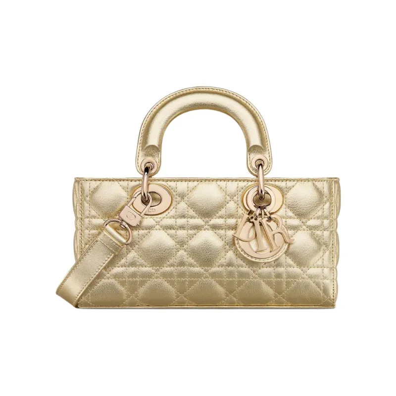 DIOR Lady D Joy Calfskin Lady Dior Bag, Shoulder Bag, Crossbody Bag, Handbag Small Size Women's Gold-0