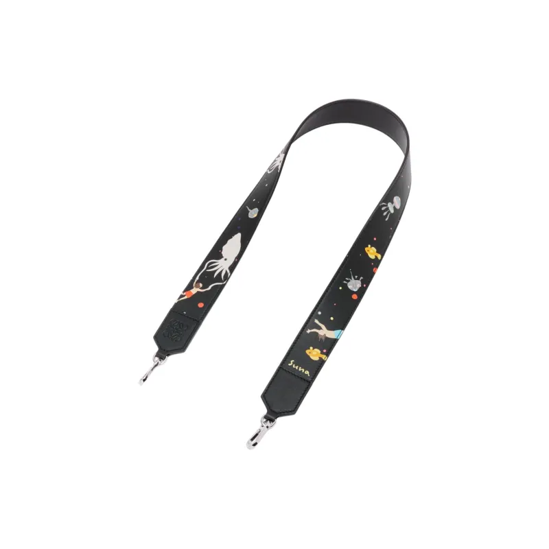 LOEWE Suna Fujita Collaboration Calfskin Bag Shoulder Strap Women's Black-0