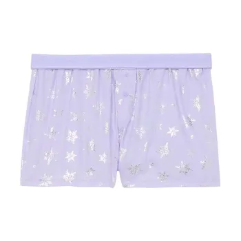 Victoria's Secret PINK Flannel Boxy Pajama Shorts / Purple Cloud Foil Stars Pajama Pants Women's Purple