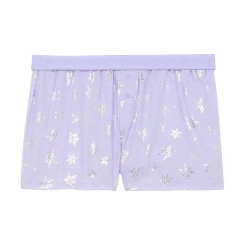 Victoria's Secret PINK Flannel Boxy Pajama Shorts / Purple Cloud Foil Stars Pajama Pants Women's Purple