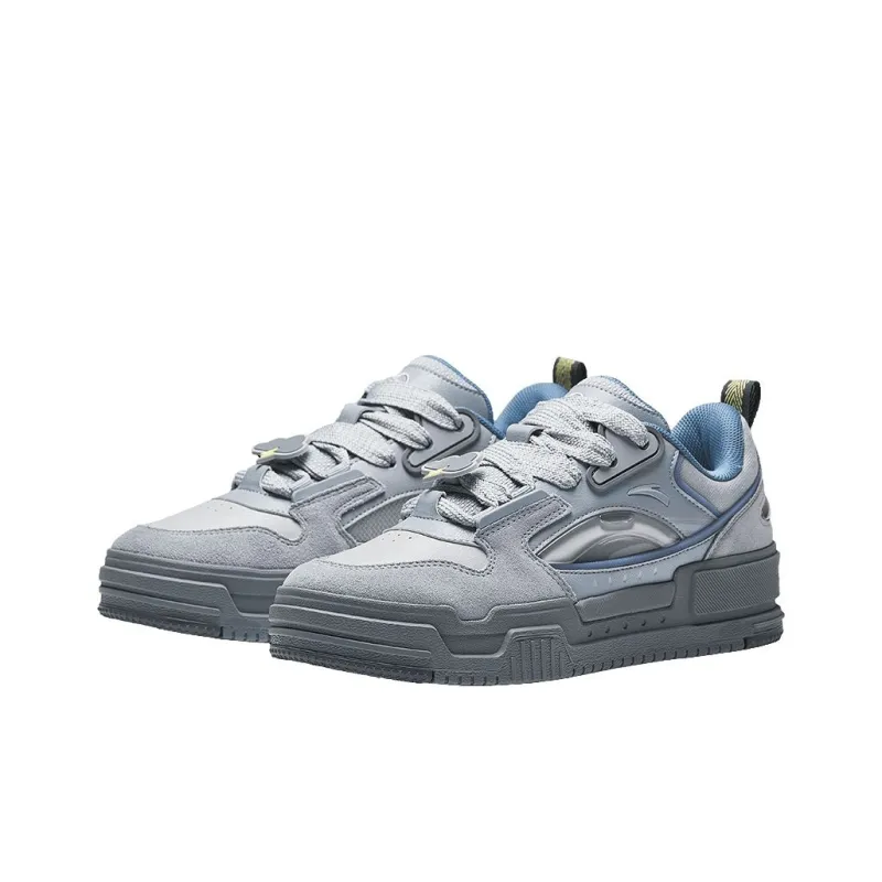 Anta Micro-sugar Slip-Resistant Height Increasing Low-Top Skateboard Shoes Men's Gray-2