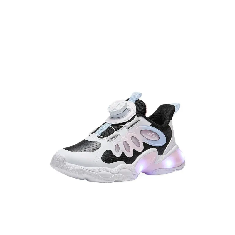 Antakids Wing Flash Abrasion Resistant Low Top Kids Lifestyle Shoes Black/Anta White/Pastel Pink Kids'-1