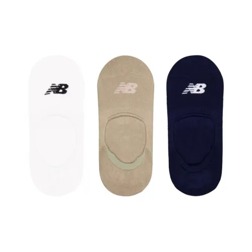 New Balance No-Show Socks Unisex 3 Pack White/Khaki Navy Blue