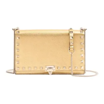 Valentino Grained Calfskin Crossbody Bag Shoulder Bag Women's Gold