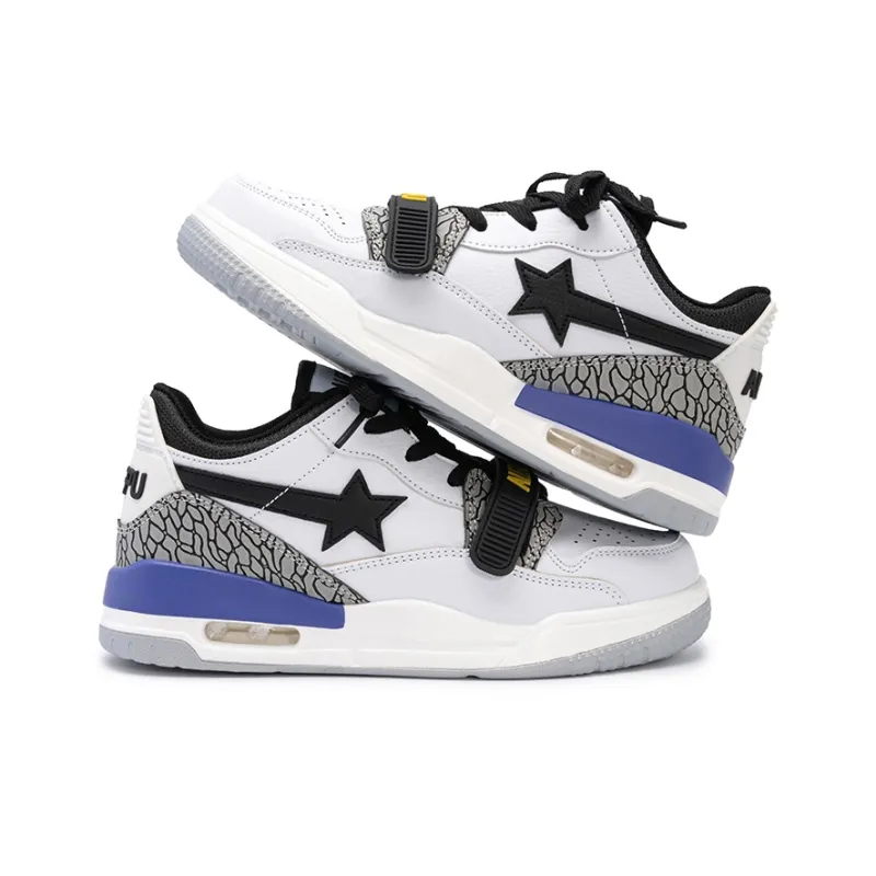 WELKIN&WZWJ Stars Collection White Sneakers Slip-Resistant Height Increasing Low-Top Skateboard Shoes Unisex-133
