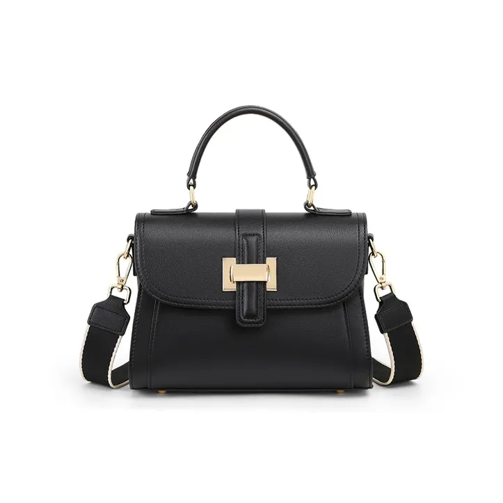 VINEY Cow Leather Mom Handbag, Shoulder Bag, Crossbody Bag Regular Women's Black-4