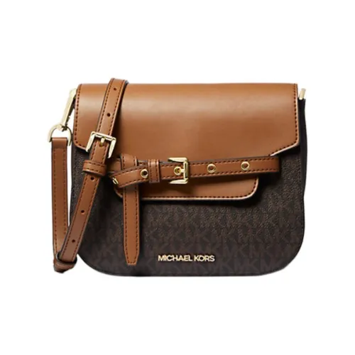 MICHAEL KORS Emilia Coated Canvas Crossbody Bag Shoulder Bag Small Size Women's Brown & Black