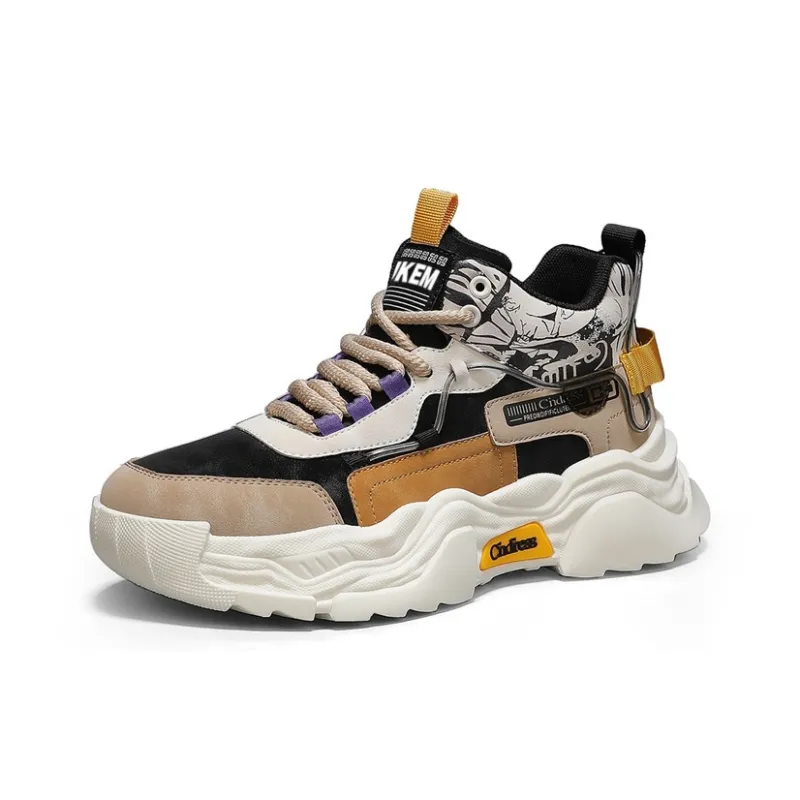 JKEM Cushioned Slip-Resistant Abrasion-Resistant High-Top Chunky Sneakers Men's-1