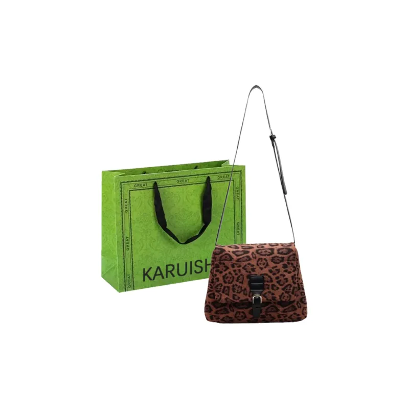 KARUISHA Leather Velvet Shoulder Bag Women's Multicolor-0