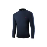 Mock Neck Unlined Clothing (Navy Blue) Thickened and Fleece-Lined/Windproof Mock Neck