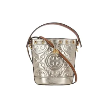 TORY BURCH Nappa Leather Patchwork Calfskin Bucket Bags Shoulder Bag Crossbody Bag Handbag Mini Women's Gold