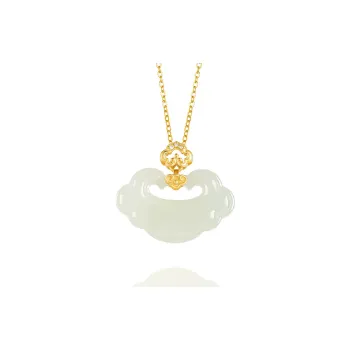 Xifeng Building Hetian Jade Necklaces Pale Greenish White Jade Unisex