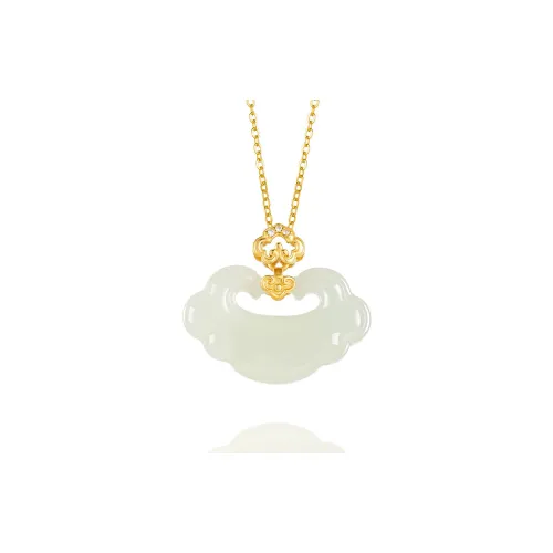 Xifeng Building Hetian Jade Necklaces Pale Greenish White Jade Unisex