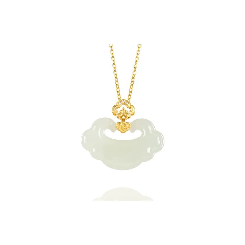 Xifeng Building Hetian Jade Necklaces Pale Greenish White Jade Unisex-0