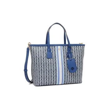 TORY BURCH Gemini Link Coated Canvas Tote Bag Shopping Bag Handbag Shoulder Bags Women's Blue Multicolor