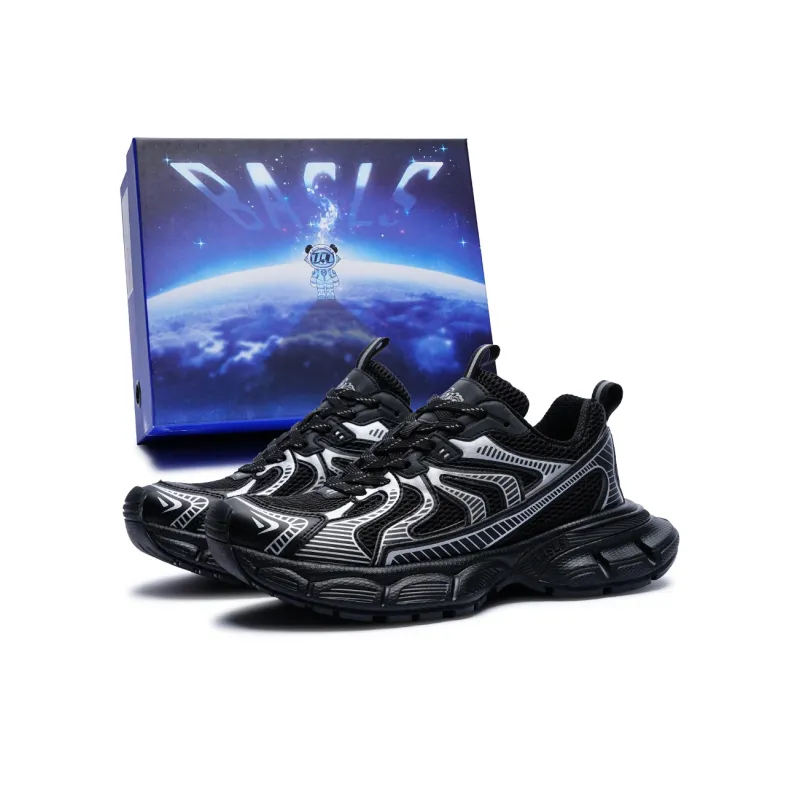 BASLS Chunky Sneakers Unisex Low Top Ecru/Blue/Black-11