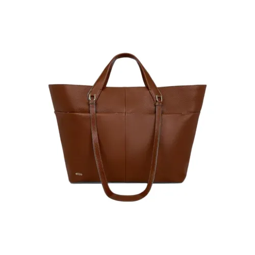 Ecco Cow Leather Tote Bag Shopping Bag Shoulder Bag Handbag Medium Size Women's Red Brown