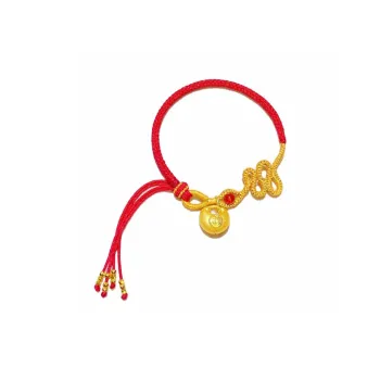 Ruinuo Small Fu Pendant Snake Shaped Zodiac Year Adjustable Bracelet Solid Gold Priced In Gram Gold Bracelet Women's
