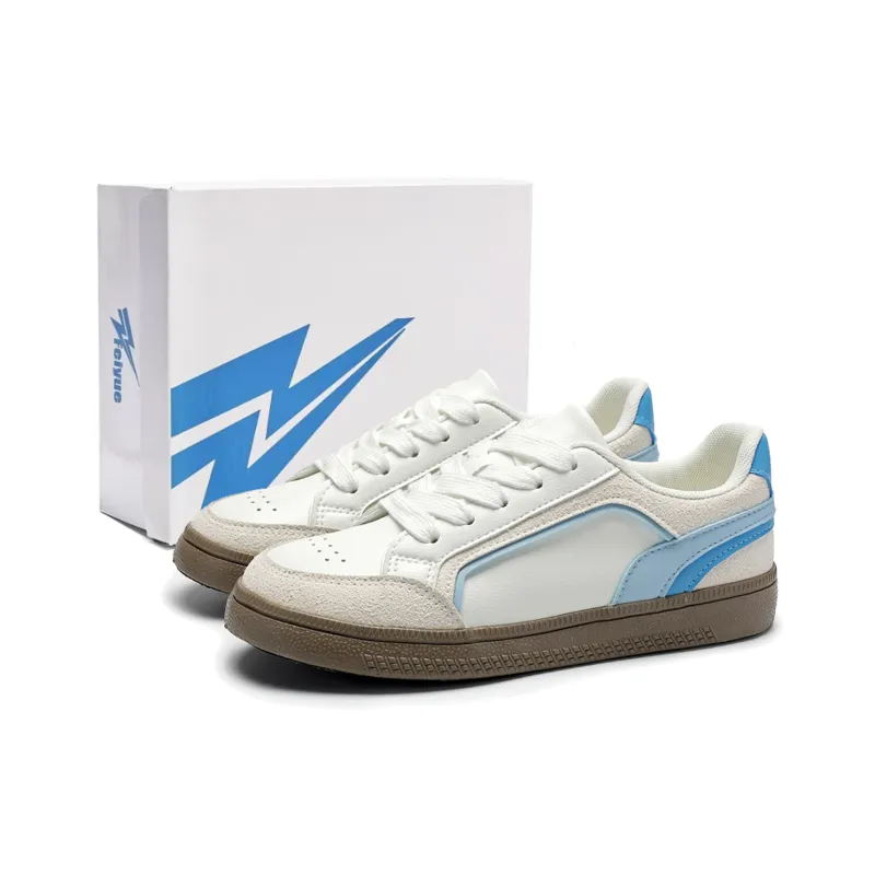 Feiyue Anti-Slip And Wear-Resistant Breathable Low-Top Skateboard Shoes Women's White Blue-0
