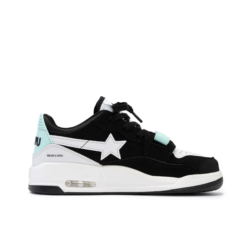 WELKIN&WZWJ Stars Collection White Sneakers Slip-Resistant Height Increasing Low-Top Skateboard Shoes Unisex-83