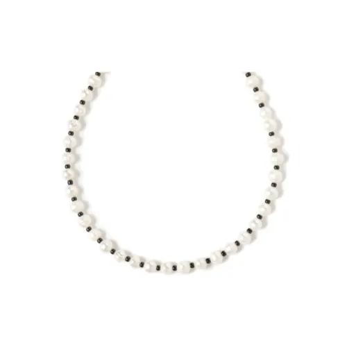 Beams Brass Silver-Plated Freshwater Pearl Glass Beads Stainless Steel Wire Nylon Necklaces Women's White Black