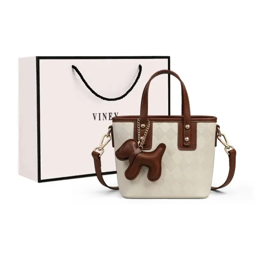 VINEY Cow Leather Patchwork Synthetic Leather Bucket Bags Crossbody Bags Handbags Regular Women's Ecru Coffee