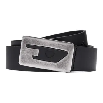 DIESEL Cow Split Leather Belts Women's Black Width 3.9CM