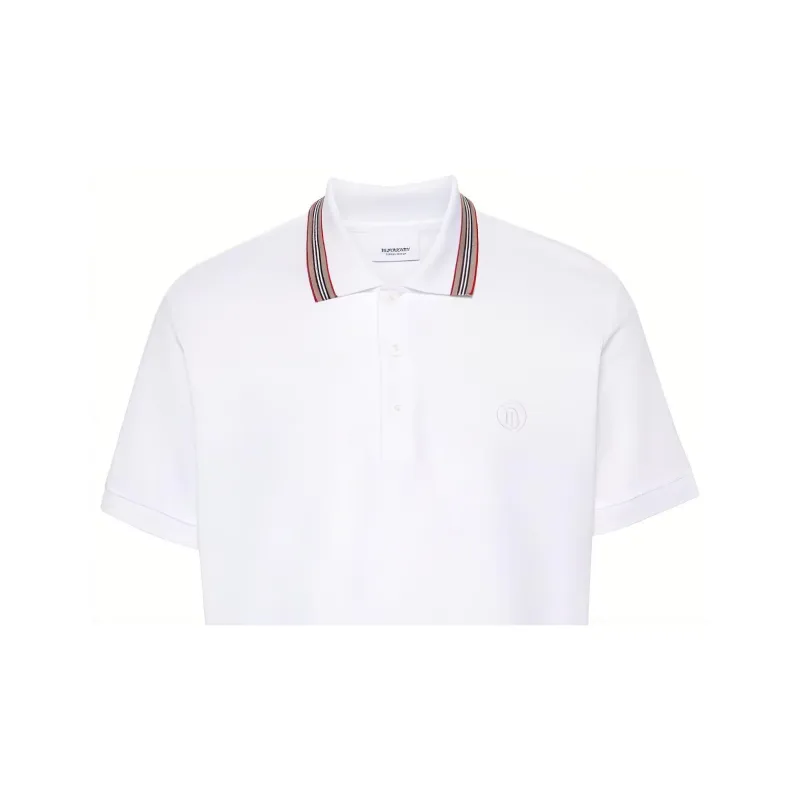 Burberry Logo Embroidered Short Sleeved Polo Shirt-4