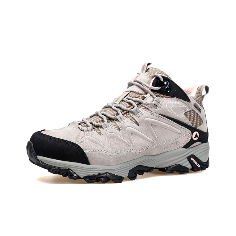 HUMTTO Abrasion Resistant Coverage Rebound High Top Hiking Shoes Women's Beige Gray-1
