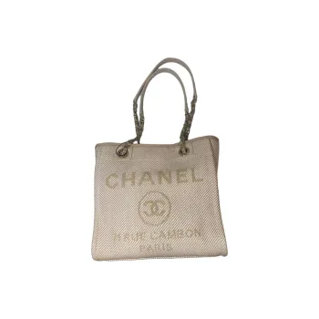 CHANEL 20A Woven Tote Bag Handbag Women's Pink/White