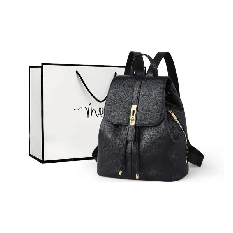 MILLIE'S Cow Leather With Synthetic Leather Backpack Tubas Women's Black-0