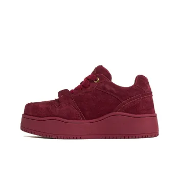 WANDER AROUND Warm Slip Resistant Height Increasing Low Top Skateboard Shoes Women's Ancora Red