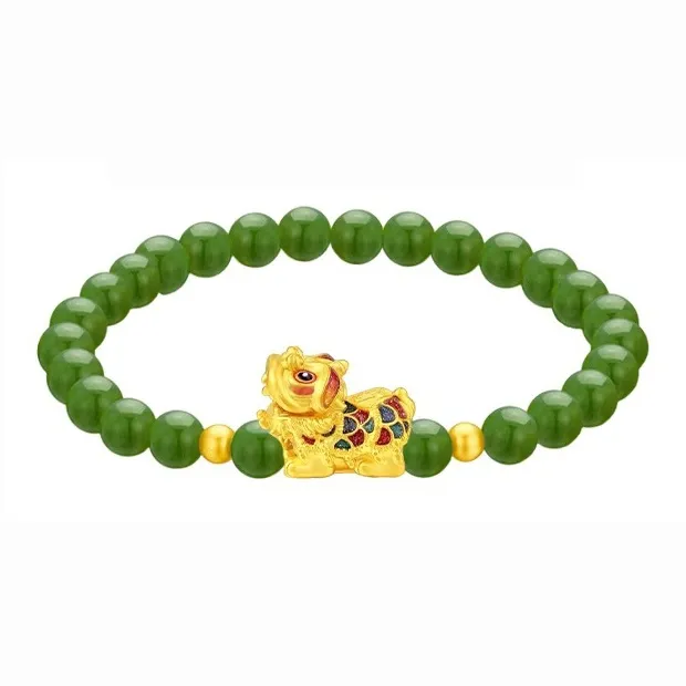 KING TAI SANG Gold Awakening Lion Hard Gold Solid Gold Fixed Price Bracelets Unisex-4