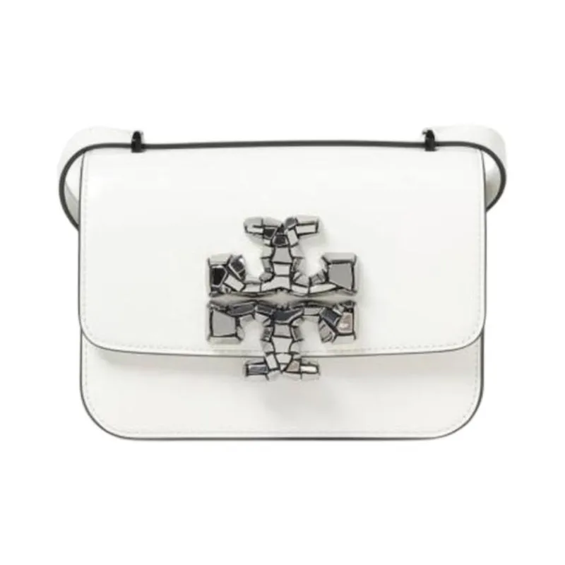 TORY BURCH Eleanor Calfskin Crossbody Bag, Shoulder Bag Small Size Women's White-1