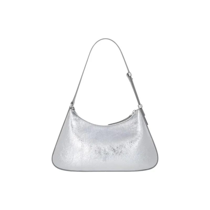 GIVENCHY Lucky Lock Calfskin Handbag, Shoulder Bag Small Size Women's Light Silver-2