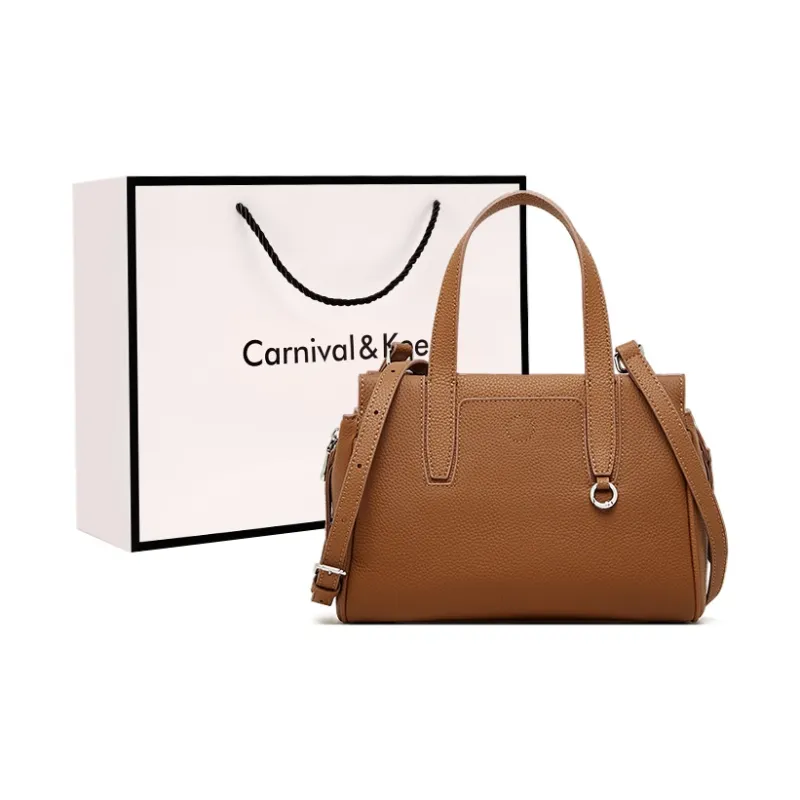 Carnival Keep Top Grain Cow Leather Handbag Regular Women's Black/Brown/Gray-7