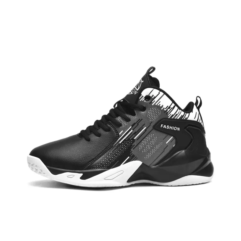 MUSNODO Cushioning, Slip Resistant, And Abrasion Resistant High Top Basketball Shoes Unisex Black White Mismatched-20